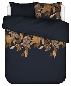 Dobbelt blomstret sengetøj 200x200 cm - Night Blue - Vendbart i 100% bomuldssatin - Essenza sengetøj 