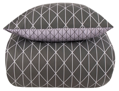 Sengetøj dobbeltdyne - 200x220 cm - Harlequin grey - Gråt sengetøj - 2 i 1 design - Dynebetræk i 100% Bomuld