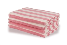 Stribet badehåndklæde - 70x140 cm - 100% Bomuld - Rosa og hvidt - Badehåndklæde med striber - Nordstrand Home 