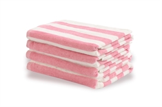 Stribet håndklæde - 50x100 cm - 100% Bomuld - Rosa og hvidt - Håndklæde med striber - Nordstrand Home 