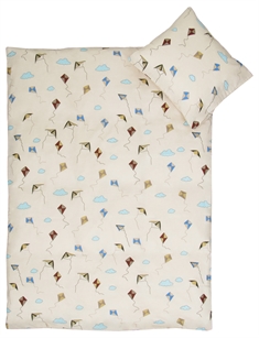 Baby sengetøj 70x100 cm - Beige med dragefly - 100% bomulds sengesæt