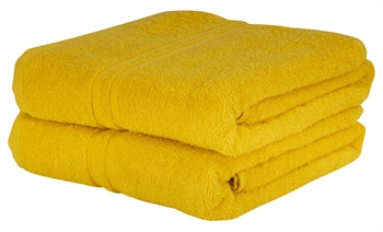 Se Badehåndklæde - 65x130 cm - Gul - 100% Bomulds håndklæde - Ekstra blødt hos Shopdyner.dk