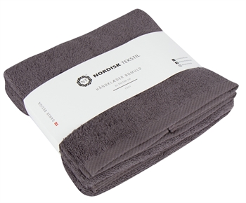 Billede af Håndklæder - 2 stk. 50x100 cm - Mørkegrå - 100% Bomuld - Håndklædepakke fra Nordisk tekstil hos Shopdyner.dk
