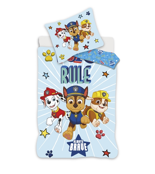 Paw Patrol Juniorsengetøj 100x140 cm - Always brave - Vendbart design - 100% bomuld  